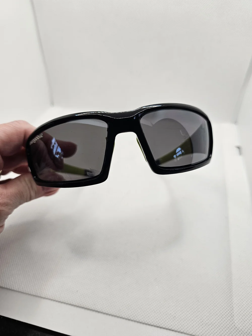 Men's Black and Lime Green Sport Sunglasses - Polarized Lens